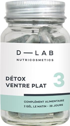 D-LAB | Détox Ventre Plat | 28 jours de complément | Stimule le Système Digestif | Réduit le Tour de Taille | Apporte des Probiotiques | Nettoie les Organes Digestifs