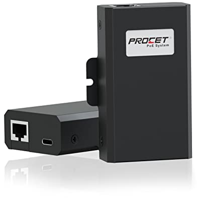 PROCET Gigabit PoE Splitter up to 25W USB C and PoE RJ45 to C Type Ethernet Adapter for Eero 6/7 Wireless AP, Tablet, iPad, Raspberry Pi 4/5, Digital Display, WebCam, IP Camera
