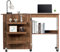 DREAMADE Nähtisch Nähmaschinenschrank Faltbar, Nähschrank Nähmöbel, Mehrzwecktisch mit 4 Rollen (Braun)