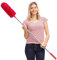 HTLY SPR Staubwedel Teleskop Waschbar, Staubwischer Mikrofaser Edelstahl Teleskop Stange und Verbiegbare Eckbesen, Staubwedel Lang Ausziehbar Extra Lang Bis 254cm, für Decken Spinnweben (Rot)