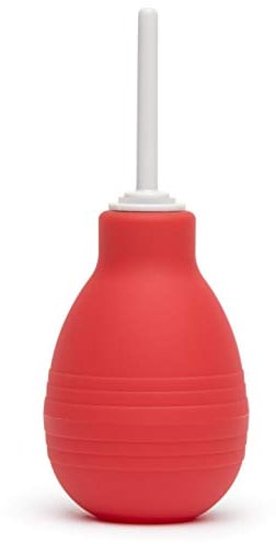 Lovehoney Red Anal Douche Enema Bulb with Slim Nozzle, 225ml, 2.5 inch | Beginner Friendly Squeezable Bulb, Narrow Stem & Glow in the Dark Tip for Adults
