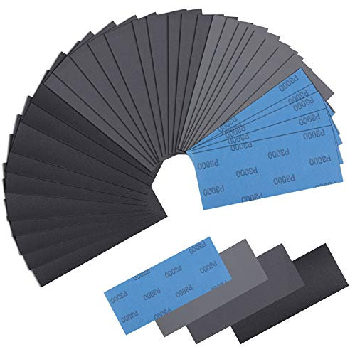 Wet and Dry Sanding Paper,Hoiny 30-Sheet 120 to 5000 Sandpaper,9 * 3.6Abrasive Paper Sheets Black High Grit Sanding Paper for Wood Furniture Finishing, Metal Sanding and Automotive Polishing.