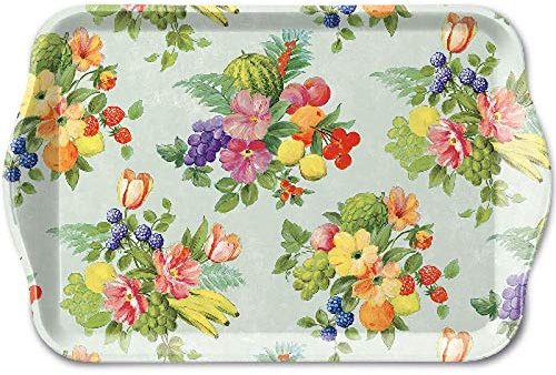 Vassoio in melamina, ca. 13 x 21 cm, fiori e frutta, verde frutta, caffè, tè Serivce