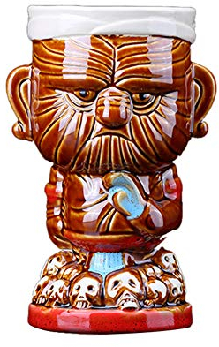 Oriental riverkit Tiki Becher - Tiki Mugs - Cocktailgläser, Becher Aus Keramik Hawaiianische Partytassen, Für Cocktails Premium Tropische Becher Getränke 530ml, 16,5 * 8,8cm
