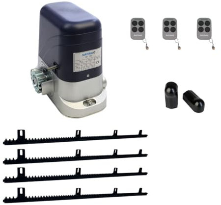 MATISMO AMC800 Plus Motor para puerta corredera - Hasta 1000 Kg - Incluye 4 metros de cremallera, central, tres mandos y fotocelulas