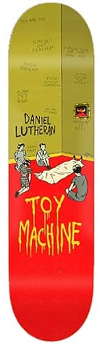 Toy Machine Lutheran Psycho Babylon Skateboard-Deck, 21,6 cm, Rot / Grün