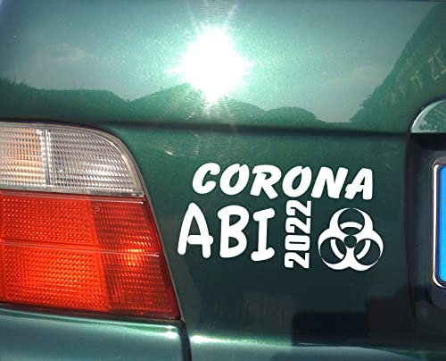 cartattoo4you® AB-01210 | ABI 2022 - CORONA ABI 2022 | 24 Farben wählbar | 20 x 10 cm | weiß | Autoaufkleber Aufkleber Car Auto Heckscheibe Tuning Sticker Kleber Abi Abitur Abschluss