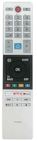 Vsnetwork Télécommande de remplacement CT-8543 compatible avec tous les Toshiba Smart TV LCD LED FHD UHD XUHD, Touche Netflix - Youtube, pas de programmation