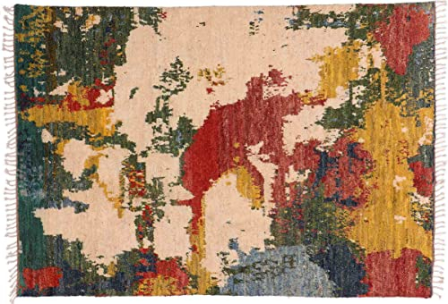 RUG PRINCE Afghan Berber Maroccan Design Teppich 200x300 Handgeknüpft Grün Modern Orient a