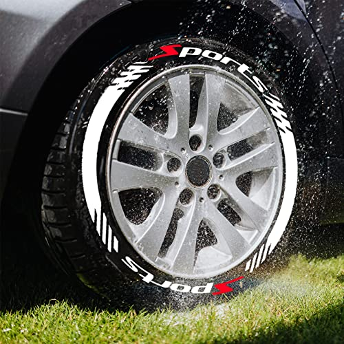 Mioloe 8 STÜCKE Auto Reifen Aufkleber 3D Buchstaben Gummi Aufkleber Auto Aufkleber DIY Motorrad Rad Aufkleber Auto Styling Auto Reifen Felge Dekoration (Weiß)