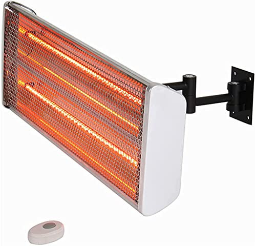 Samnuerly Elektrische Terrassenheizung mit Fernbedienung, einstellbare Halogen-Terrassenheizungen zur Wandmontage mit Zwei Heizrohren für den Garten im Freien, 2000 W