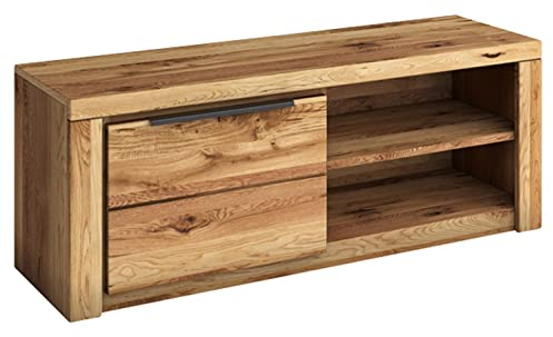 Home4You TV-Lowboard - Eiche massiv - Eiche Dekor - B 130 cm - 1 Tür