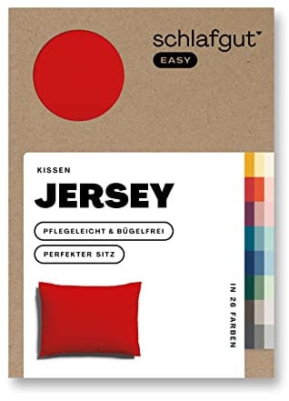 Schlafgut Easy Jersey Kissenbezug 40x60 cm Red Deep mit 100% Baumwolle, superweicher & atmungsaktiver Kopfkissenbezug