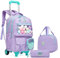 HTgroce Lila Süßer Kinder Trolley Rucksack Schultasche Schulranzen Mädchen schultrolleys Schulrucksack Kinderkoffer Rolling Backpack for Girls