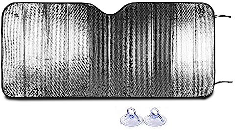 TIENDA EURASIA - Parasol Coche Delantero, Aluminio, Luna de Coche, Metalizado, Reflectante, Protección Rayos UV Parabrisas, Parasol Ventana Delantera, Coches, Furgonetas (Parasol 160x75cm)