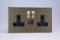 Varilight 2-Gang 13A Single Pole Switched Socket with 1x USB A & 1x USB C Charging Ports Antique Brass