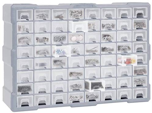 Homgoday Organisateur multi-tiroirs 64 tiroirs Boîte de rangement pour petites pièces Armoire de rangement pour quincaillerie et accessoires de bricolage 52 x 16 x 37,5 cm