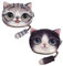 Finyoffiy Lot de 2 porte-monnaie en peluche avec fermeture éclair en forme de tête de chat pour femme, gris, /