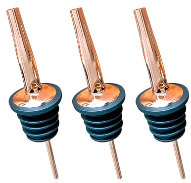 Ausgießer Edelstahl Flaschenausgießer Set, 2cl Spirituosen & Öl Dosierer, Schnapsausgießer mit Deckel, Barzubehör für Cocktails, Kupfer Dekantierer x1