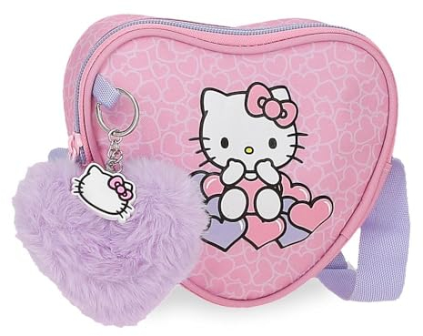 Hello Kitty Hearts & Dots, Schulmäppchen, Umhängetasche, aus Polyester, Rosa, Umhängetasche