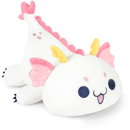 shownicer Plüschtier Drache Kuscheltier Stofftier Kawaii Drache Plüsch Kissen Spielzeug Dragon Plush Wurfkissen Geschenk für Kinder Mädchen 12+ Jahre (Weiß, 25cm)