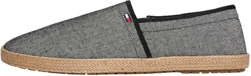 Tommy Hilfiger Herren Espadrilles Chambray mit Logo, Schwarz (Black), 45