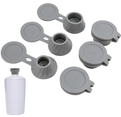 6pcs Bottle Emptying Kit Cap for Upside Down Dispenser Shampoo Lotion, Saver Flipping Set with 3 Sizes Adapters Transfer Connector, Inverted Every Drop Out Of Kitchen Condiments, Beauty Supplie (Grey)