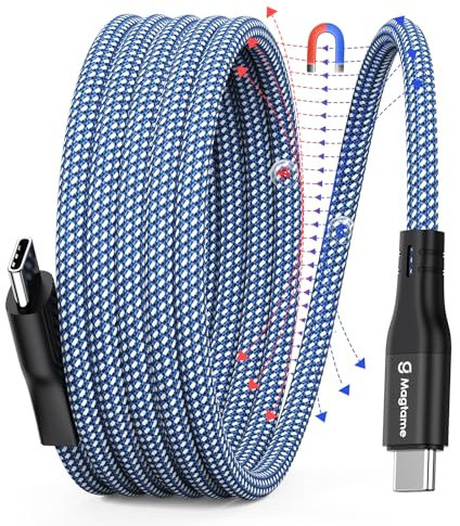 Magtame USB C to C 60W (3A) Cable - 1M Flexible, Braided Nylon Type C Fast Charging Cable for iPhone 15, Samsung, Pad & More - Blue