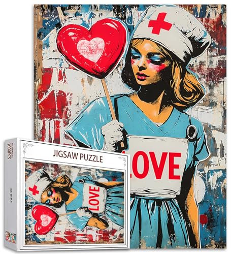 Tucocoo Street Love Art Puzzles für Erwachsene 1000 Teile, Krankenschwester Banksy Graffiti Puzzle für Heimdekoration Geschenke, Familie herausforderndes Puzzle