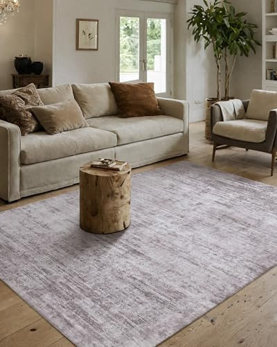 COLOR&GEOMETRY 150x243cm Maschine Waschbar Dünne Weiche Niedrige Stapel Fläche Teppiche, Minimalistischer Teppich mit Rutschfester TPE-Rücklage für Schlafzimmer, Wohnzimmer, Grau