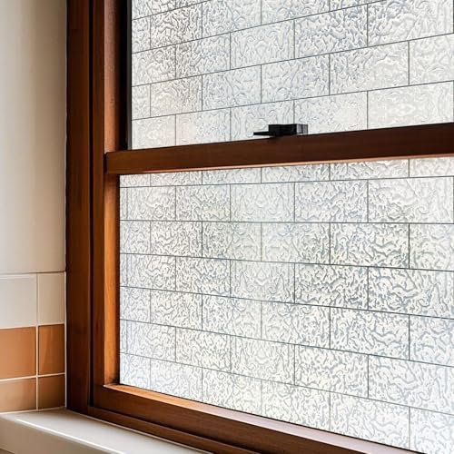 Fensterfolie Blickdicht Fensterfolie Sichtschutz Selbsthaftend Dekorfolie Gute Privatsphäre Schutz für Badezimmer, Duschkabine Sowie Türen, Umkleide Ziegelsteinmuster 44.5 x 200 cm