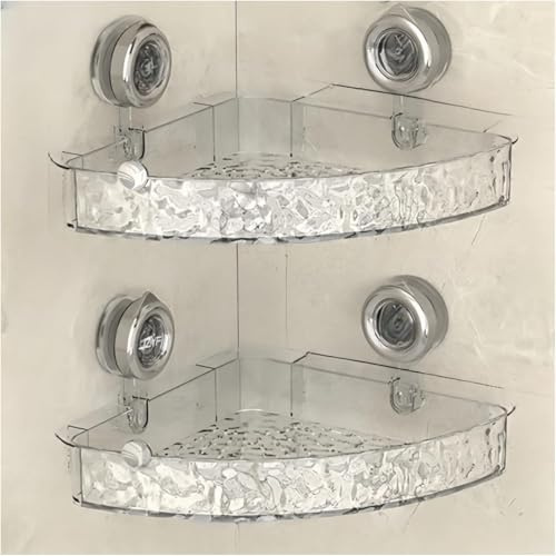 Shower Caddy Suction Cup Storage Rack Shower Organizer Suction for Bathroom Clear Acrylic Shower Suction Cup Shelf No Drilling Large Capacity Removable And Reusable Shower Shelves for Inside Shower