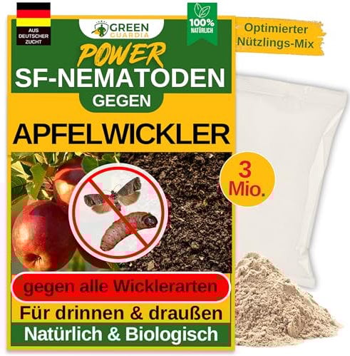 GREEN GUARDIA Super SF-Nematoden gegen Apfelwickler – Biologisches Mittel zur effektiven Ameisen Bekämpfung – Umweltfreundlich, chemiefrei, einfache Anwendung (3 Mio. für 6m²)