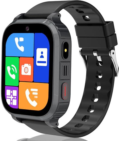 Moikmlih Montre Connectée Enfant 4G, Montre Intelligente Enfant avec GPS, Appel, SOS, Chat Vidéo, Mode Classe, SMS, Réveil, Podomètre, IP68, Montre Connectée Enfants Cadeau d'anniversaire de Noël