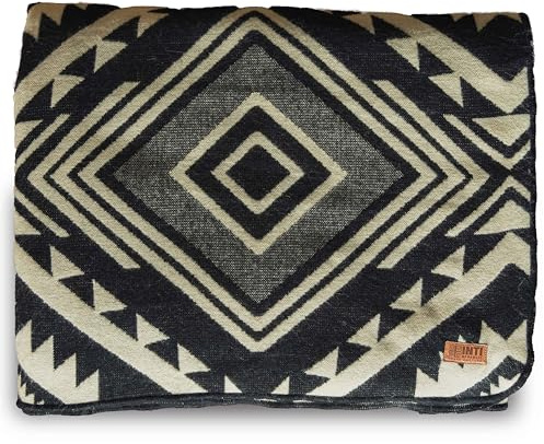 INTI REPUBLIC Decke aus Alpakawolle, Queen-Size-Größe, Inka, Aztekenmuster, wendbar, weich, dick, gemütlich, warm, atmungsaktiv und hypoallergen, Überwurfdecke für Bett, Couch, Geschenk, 198,1 x 241,3