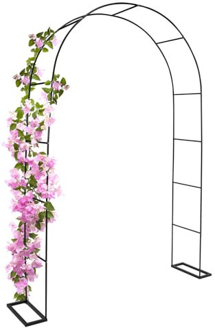 CROWNSHOP Garden Arch Metal Frame, 3.28M Weather-Resistant Steel Arbour, Climbing Plant Support, Outdoor Rose Archway