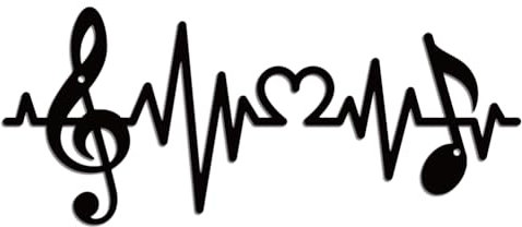 WADORN Wanddekoration Aus Metall Mit Musiknoten, Metall Wandkunst Skulptur Im Vintage Stil Mit Musik Herzschlag Dekorative Liebesnotiz Hängeornament Für Musiker Bar Galerie Studio 38x16cm