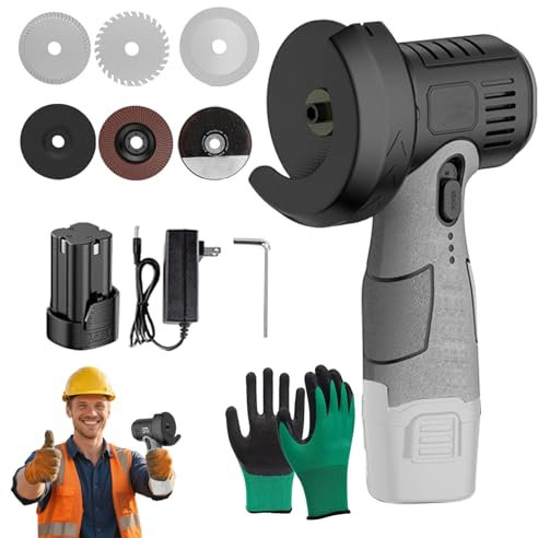 12V Mini Angle Grinder with Cutting Disc, 15,000 RPM Cordless Brush Angle Grinder Kit, Cordless Brush Angles Grinders Kit, for Metal & Wood for Cutting, Grinding, Polishing (One Battery)