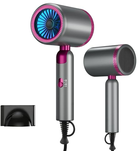 Faltbarer Reisehaartrockner (1800 W), schnelltrocknend, ultrakompakt und leicht, gleichmäßige Erwärmung, antistatisch, reduziert Frizz, schnelltrocknend, energiesparend, Negativ-Ionen-Haartrockner