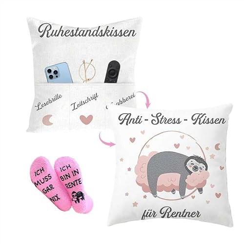 Renteneintritt Geschenk Frau Lustige Rente Geschenkset, Rentner Zierkissenbezüge 1 Paar Ich Bin In Rente Ich Muss Gar Nix Rente Socken Lustig Rente Geschenke Ruhestand Geschenk Frauen Kollegen