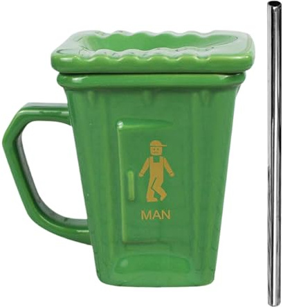 Ceramic Tea Cups | Drinkware Novelty Garbage Bin,Tea Cup with Straw,for Women Men Morning Routine Home Work Relaxing Moments Weekend Party