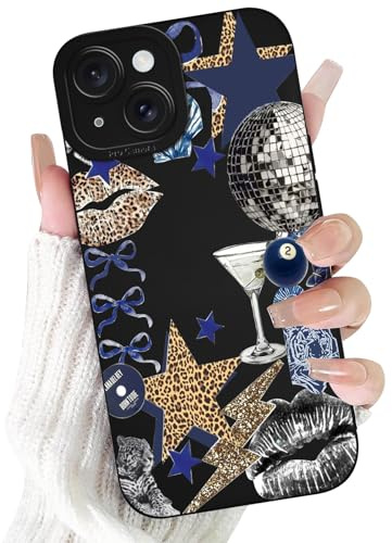 Xylota Handyhülle für iPhone 15 6,1'' Hülle, Aesthetic Leopard Muster Design Schutzhülle, Süßes Vintage Weiche TPU Stoßfeste Silikon Men Mädchen Frauen Kratzfest Kameraschutz Case, Sterne