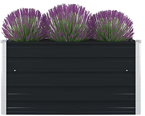 Hochbeet 100x100x45 cm, verzinkter Stahl Anthrazit, Robustes Metall Pflanzgefäß für Garten, Outdoor Gemüse & Blumen