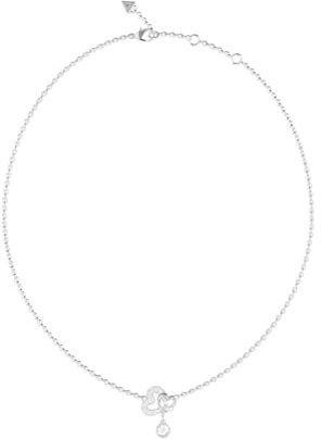 GUESS Halskette Love Bites 16-18 Pave Hearts Necklace Rhodium silberfarben