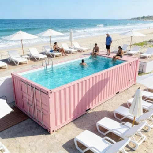 Piscina portatile per container - Piscina modulare rettangolare personalizzata da 20 piedi Piscina interrata prefabbricata all'aperto con sistema di filtrazione commerciale, luci a LED e scala di