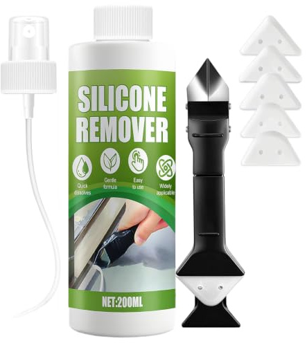 Quita Silicona, Eliminador de Silicona, 200 ml, Spray Removedor Sellador | Fácil de Usar, Fórmula Suave, Retirar Junta de Silicona en Espejos, Estanterías y Azulejos