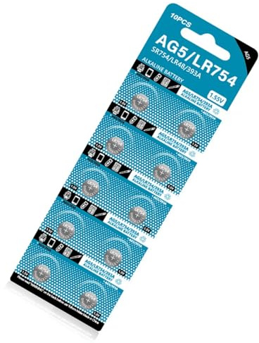 10Pcs AG5 Batteries Button Cell Battery 1.55V LR754 193 SR754 546 Alkaline Coin Batteries for Calculator Watches Toy Electronic Notebook Battery