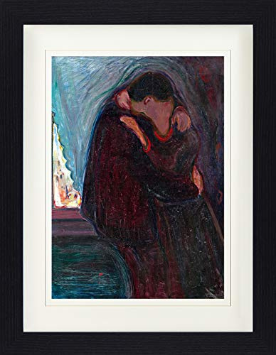 1art1 Edvard Munch Poster Der Kuss, 1897 Gerahmtes Bild Mit Edlem Passepartout | Wand-Bilder | Im Bilderrahmen 40x30 cm
