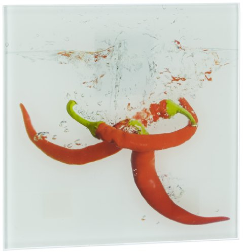 Eurographics DG-DT1053 Glasbild Deco Glass Splashing Chili Pepper 20 x 20 cm