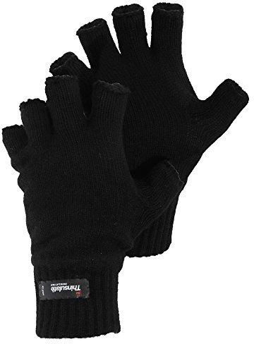 Universaltextilien Herren Winter Thinsulate Heatguard Handschuhe, fingerlos (M/L) (Schwarz)
